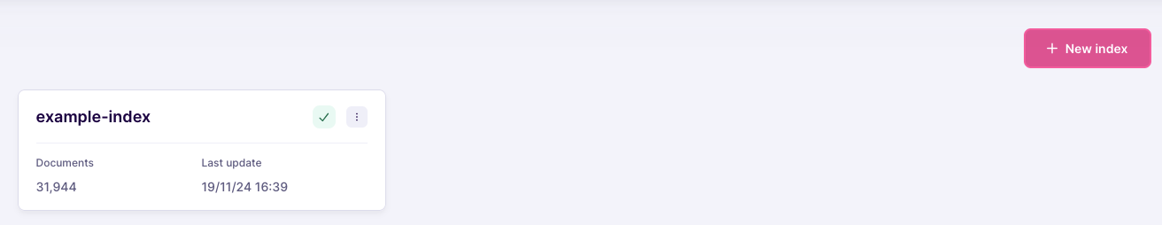 A list of all indexes in this project. It shows a single index, `movies`, and indicates it contains over 30,000 documents